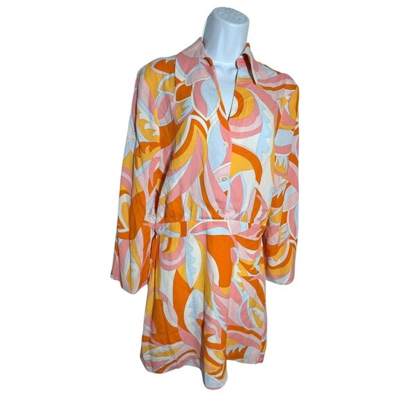 MANGO Psychedelic blouson dress size small long sleeves - Picture 2 of 8